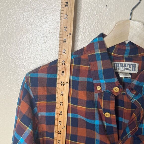 Duluth Trading Co Shirt Mens Medium Slim Fit Button Up Long Sleeve Plaid Pocket - Picture 7 of 11